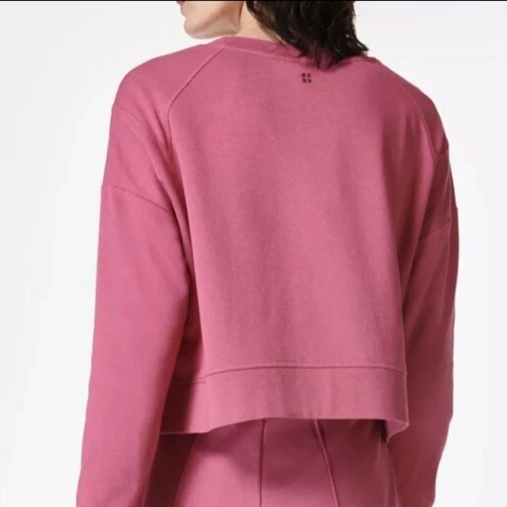 Sweaty Betty After Class Crop Sweatshirt Pink Size Small